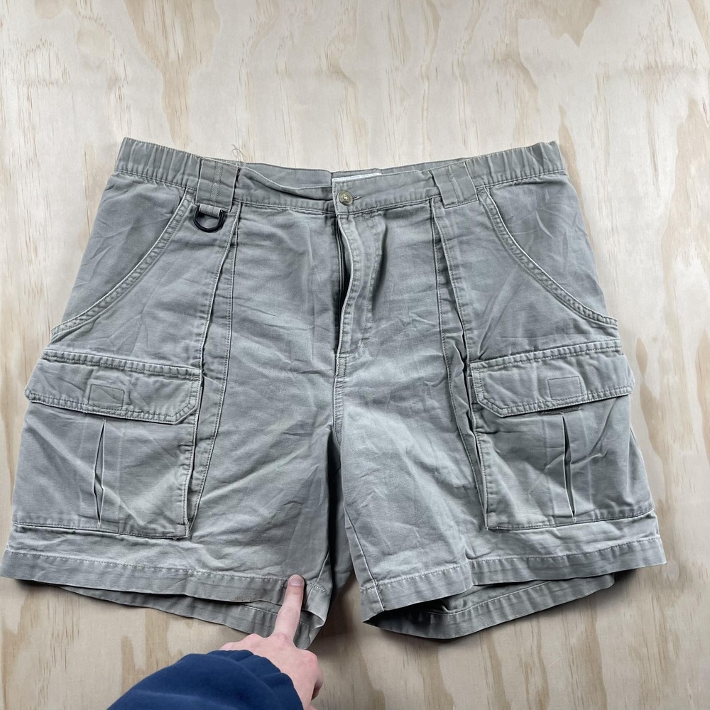 Columbia Cargo Shorts Mens 36 Gray Elastic Waist Hiking Outdoor Utility Pockets